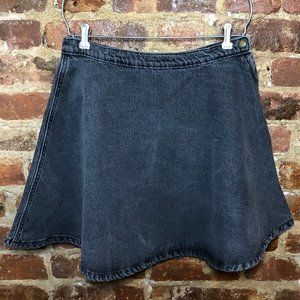 Black stone wash denim circle skirt medium